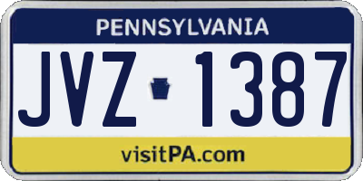 PA license plate JVZ1387