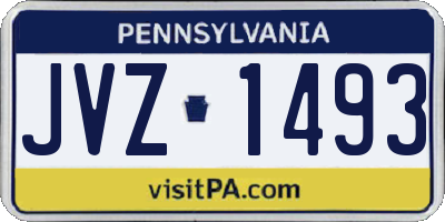 PA license plate JVZ1493