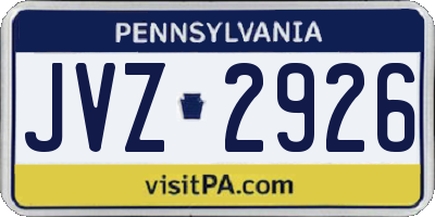 PA license plate JVZ2926