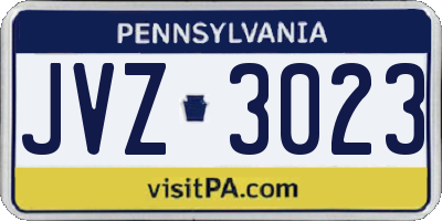 PA license plate JVZ3023