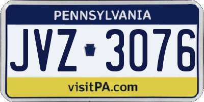 PA license plate JVZ3076