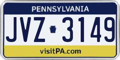 PA license plate JVZ3149