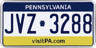 PA license plate JVZ3288