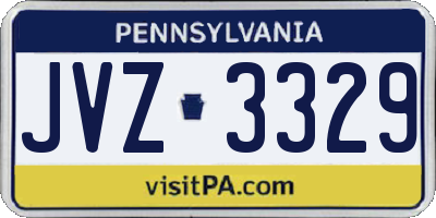 PA license plate JVZ3329