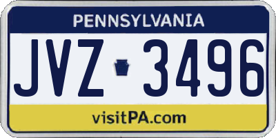 PA license plate JVZ3496