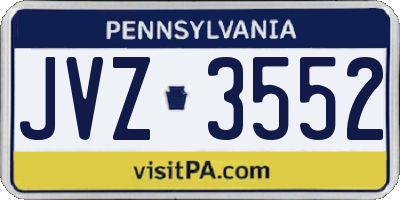 PA license plate JVZ3552