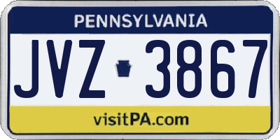 PA license plate JVZ3867