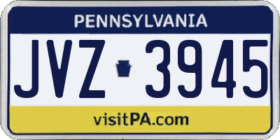 PA license plate JVZ3945