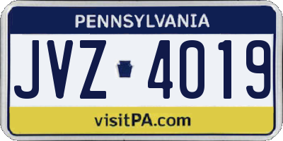 PA license plate JVZ4019