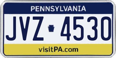 PA license plate JVZ4530