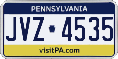 PA license plate JVZ4535