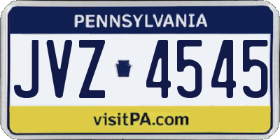 PA license plate JVZ4545