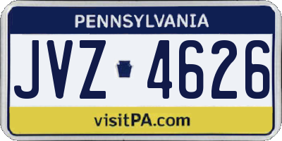 PA license plate JVZ4626