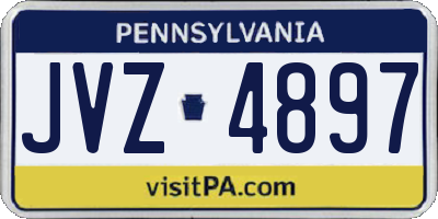 PA license plate JVZ4897