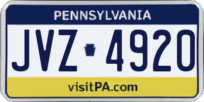 PA license plate JVZ4920
