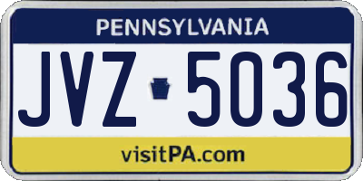 PA license plate JVZ5036