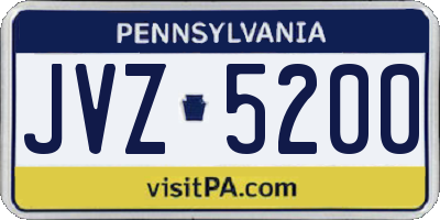 PA license plate JVZ5200