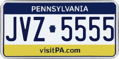 PA license plate JVZ5555