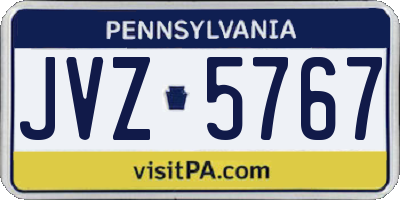 PA license plate JVZ5767