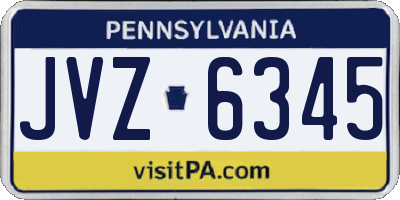 PA license plate JVZ6345