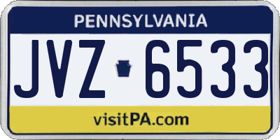 PA license plate JVZ6533