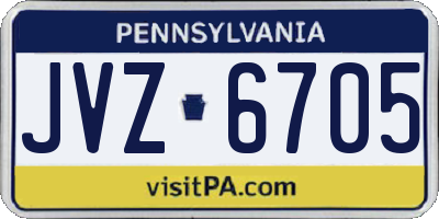 PA license plate JVZ6705