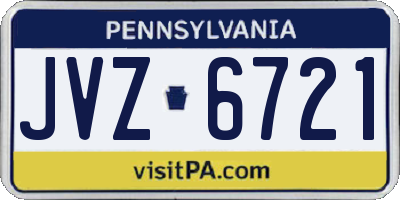 PA license plate JVZ6721