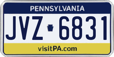 PA license plate JVZ6831