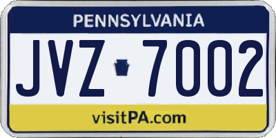 PA license plate JVZ7002