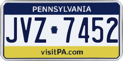 PA license plate JVZ7452