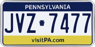 PA license plate JVZ7477