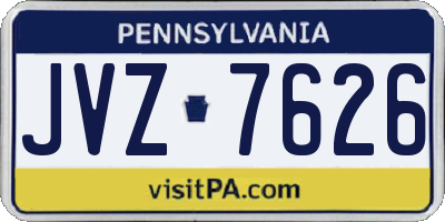 PA license plate JVZ7626