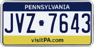 PA license plate JVZ7643