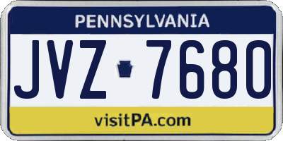 PA license plate JVZ7680