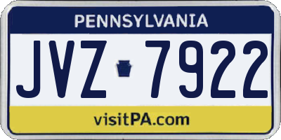 PA license plate JVZ7922