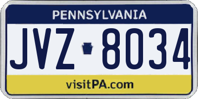 PA license plate JVZ8034