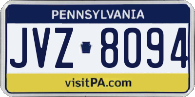 PA license plate JVZ8094