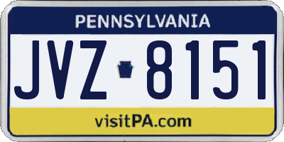PA license plate JVZ8151