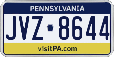 PA license plate JVZ8644