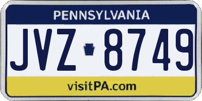 PA license plate JVZ8749