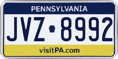 PA license plate JVZ8992
