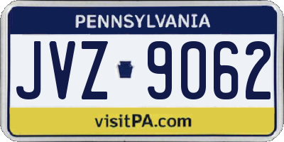 PA license plate JVZ9062