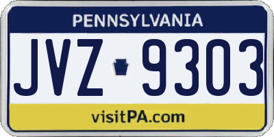 PA license plate JVZ9303
