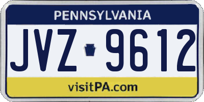PA license plate JVZ9612