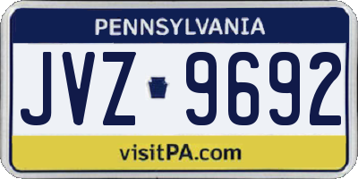 PA license plate JVZ9692