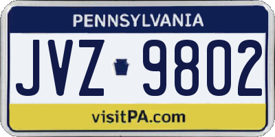 PA license plate JVZ9802