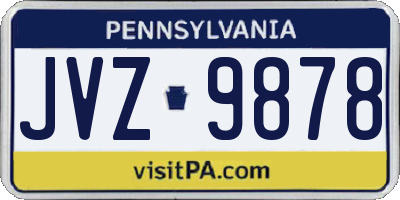 PA license plate JVZ9878