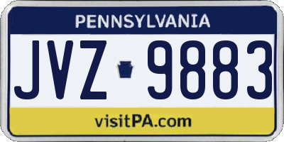 PA license plate JVZ9883