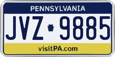 PA license plate JVZ9885