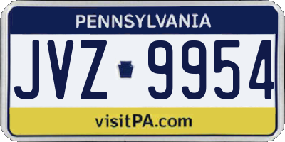 PA license plate JVZ9954